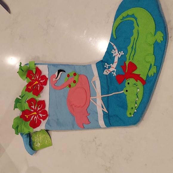 Florida tropical Flamingo Christmas stocking - Picture 1 of 3